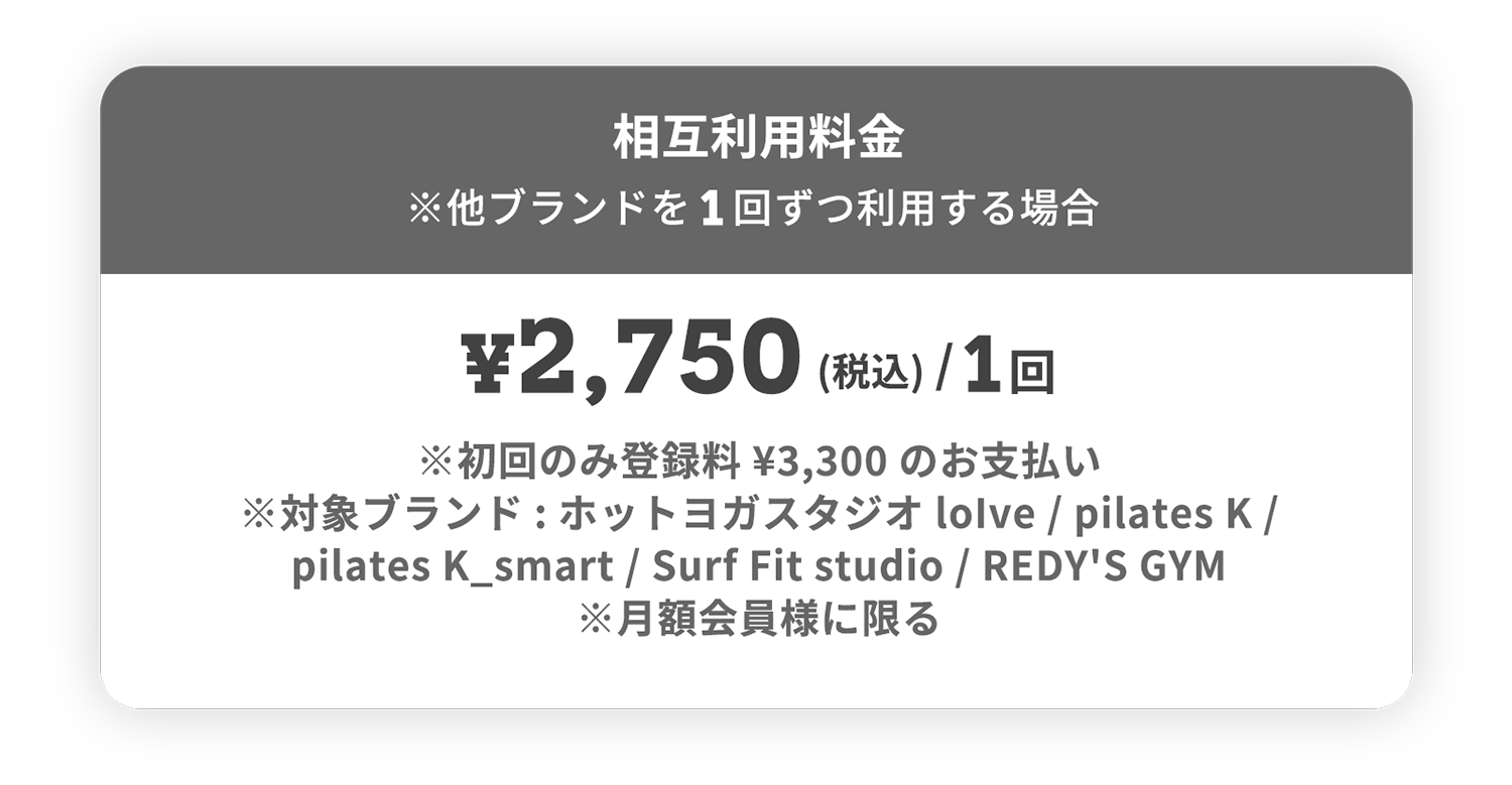 相互利用料金 ¥2,750(税込)/1回